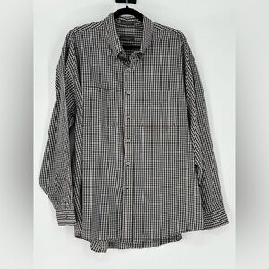 Van Heusen XL (neck size 17-17.5) wrinkle-free, black white plaid dress shirt